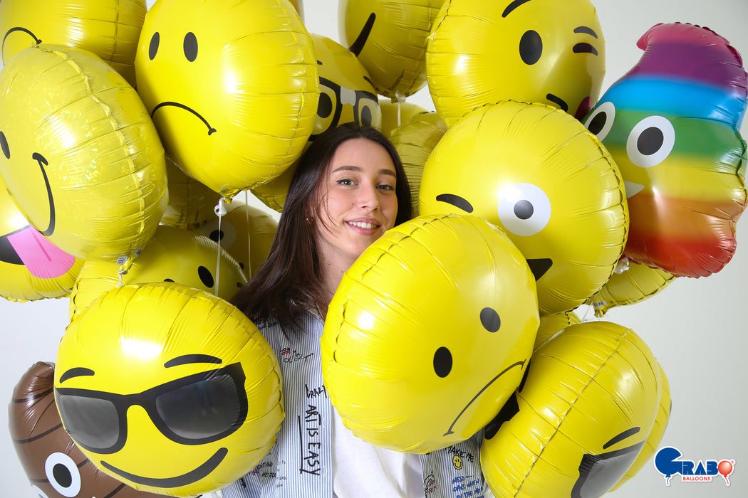 ABC18 Folienballon "Emoji Smiley" | Ø 46 cm