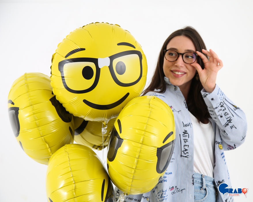 ABC18 Folienballon "Emoji Smiley" | Ø 46 cm