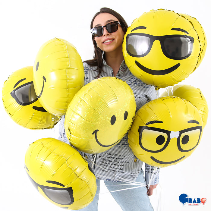 ABC18 Folienballon "Emoji Smiley" | Ø 46 cm
