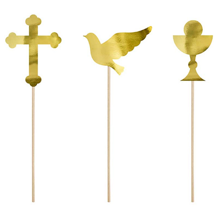 Tortendeko "Kommunion" 31,5cm/6Stk. | Gold