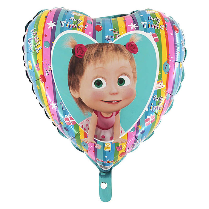 Folienballon Lose - Masha and the Bear Regenbogen Herz 18 - HF18 46 cm