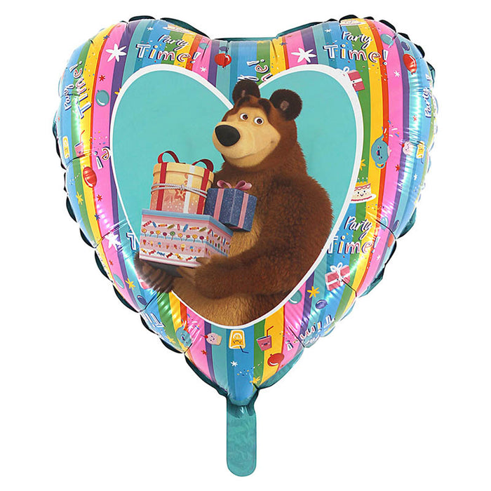 Folienballon Lose - Masha and the Bear Regenbogen Herz 18 - HF18 46 cm