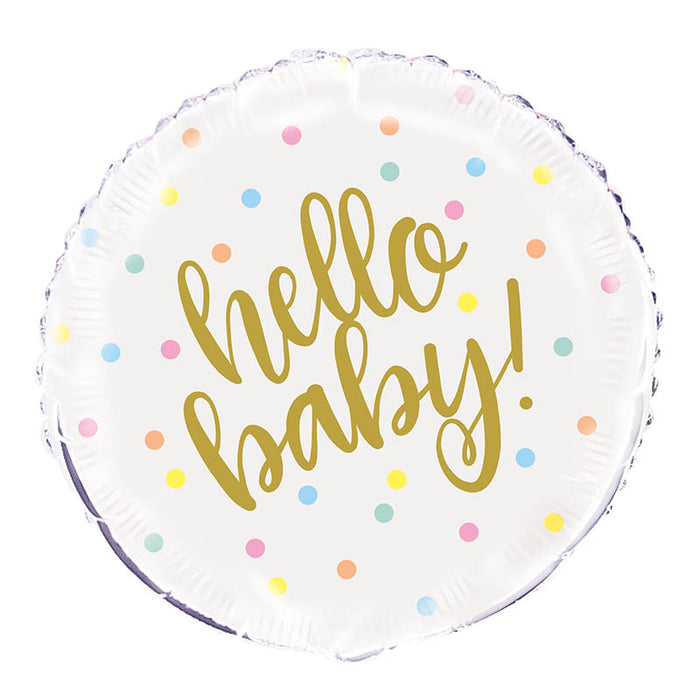 ABC18 Folienballon "Hello Baby" | Ø 45 cm Gold
