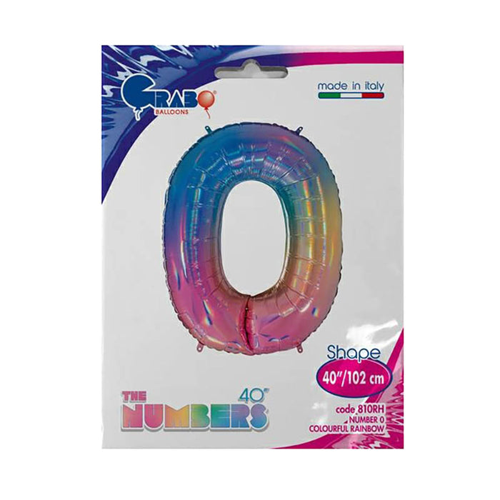 Riesenzahl Folienballon 40"/102cm | Regenbogen #0