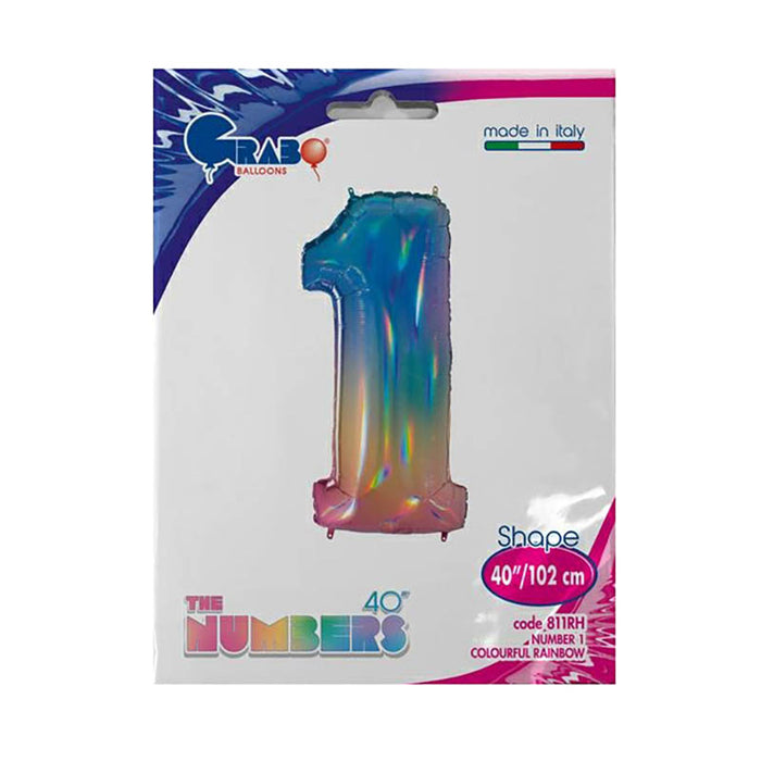 Riesenzahl Folienballon 40"/102cm | Regenbogen #1