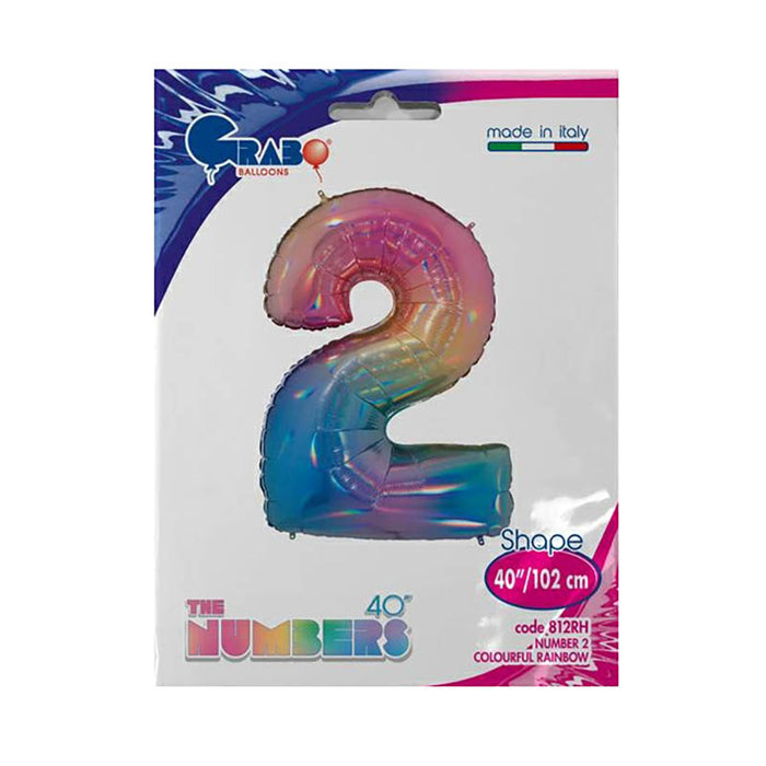 Riesenzahl Folienballon 40"/102cm | Regenbogen #2