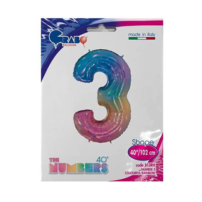 Riesenzahl Folienballon 40"/102cm | Regenbogen #3