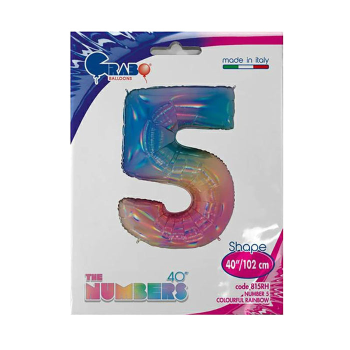 Riesenzahl Folienballon 40"/102cm | Regenbogen #5