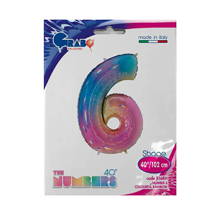 Riesenzahl Folienballon 40"/102cm | Regenbogen #6