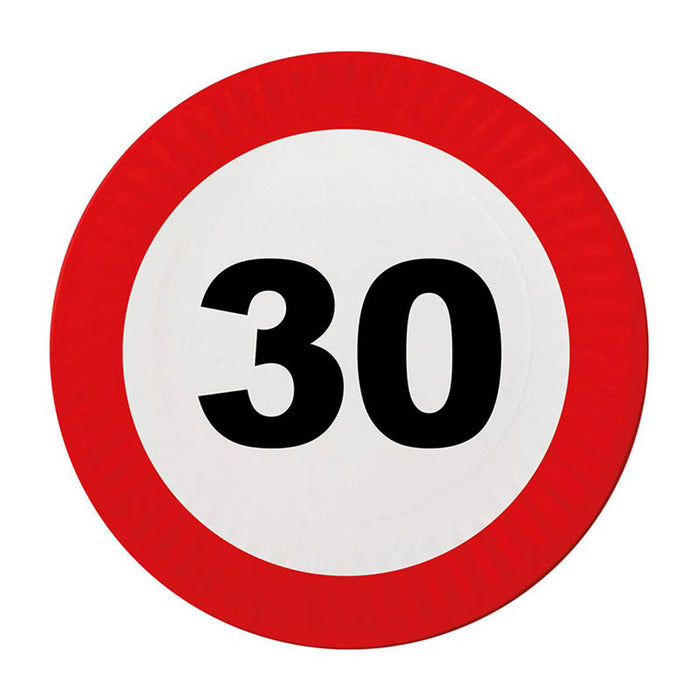 Pappteller "Verkehrsschild 30" | Ø23cm/8Stk.