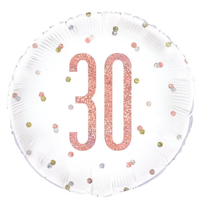 ABC18 Folienballon "Happy Birthday #30" Glitz | Ø 45 cm Rosegold