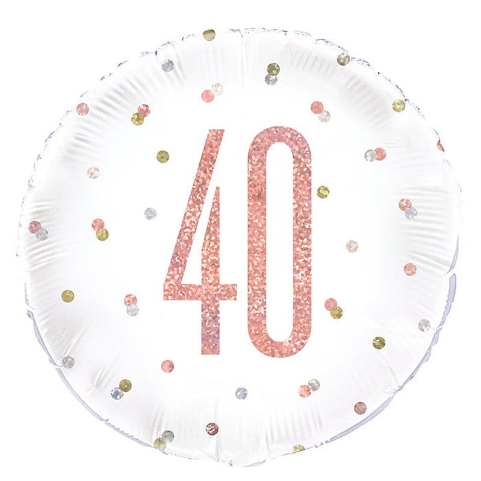 ABC18 Folienballon "Happy Birthday #40" Glitz | Ø 45 cm Rosegold