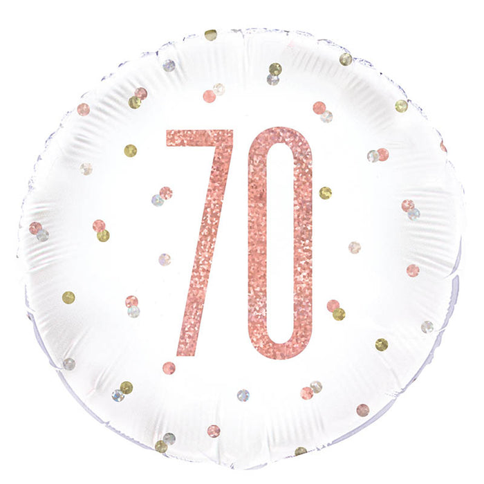 ABC18 Folienballon "Happy Birthday #70" Glitz | Ø 45 cm Rosegold