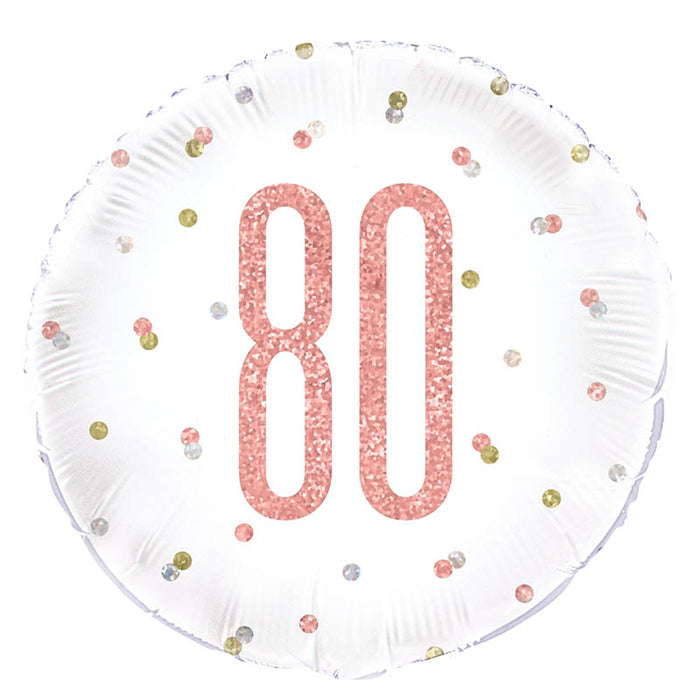 ABC18 Folienballon "Happy Birthday #80" Glitz | Ø 45 cm Rosegold