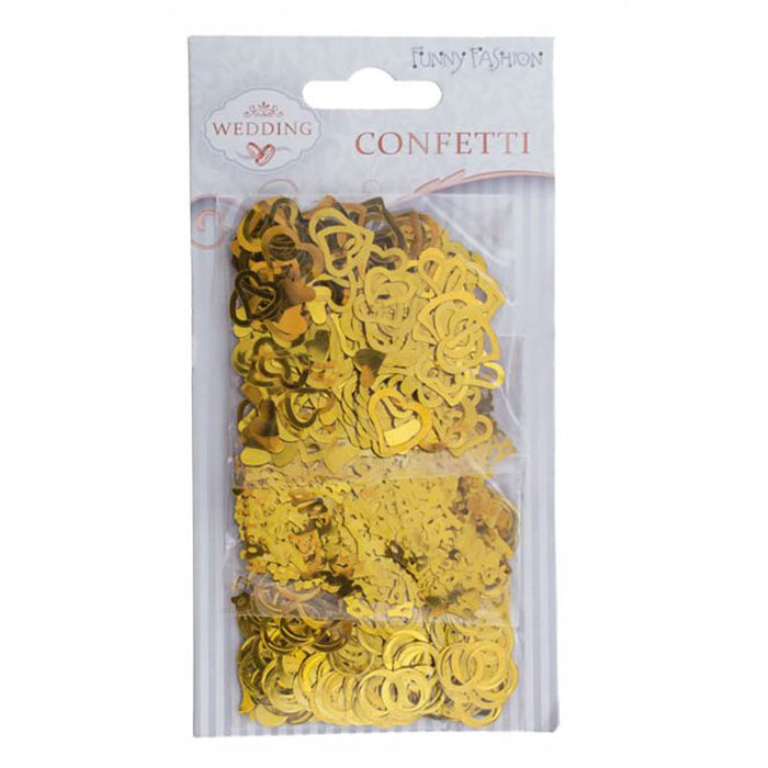 Konfetti Metall Just Married Herzen Ringe Gold