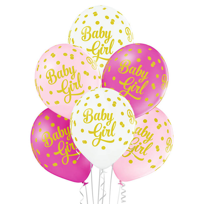 Luftballon Ø30cm "Baby Girl"| 6 Stück Babyparty Dekoration für Mädchen