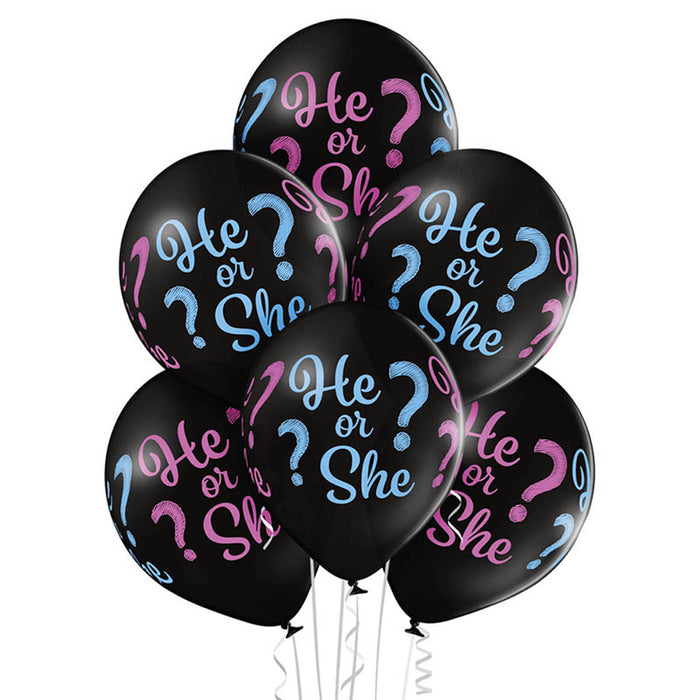Luftballon Ø30cm "Reveal He or She"| 6 Stück Dekoration für Gender Reveal