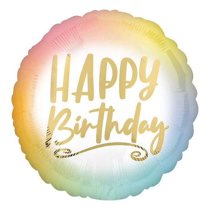 ABC18 Folienballon "Happy Birthday" Ombre Gold Rund | 43cmØ