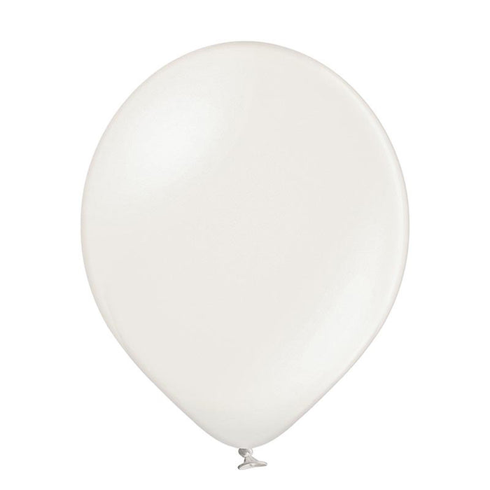 25 Stk. Luftballon Uni Metallic Ø 12cm | Weiß/Pearl
