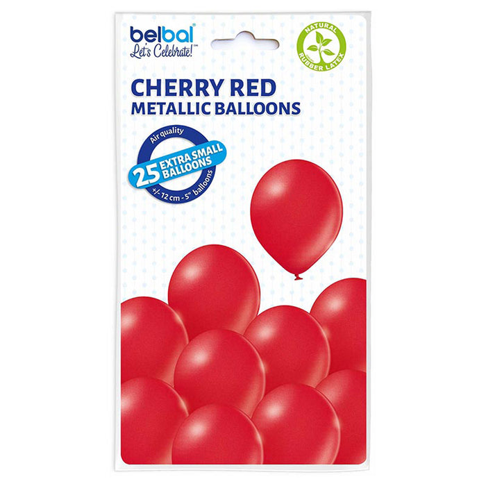 25 Stk. Luftballon Uni Metallic Ø 12cm | Kirschrot