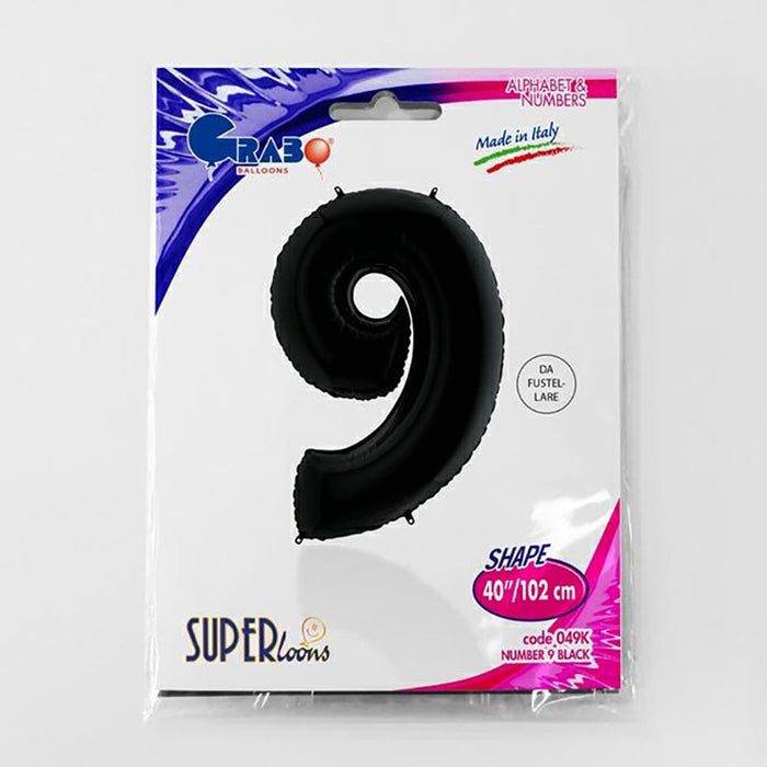 Riesenzahl Folienballon 40"/102cm | Schwarz #9