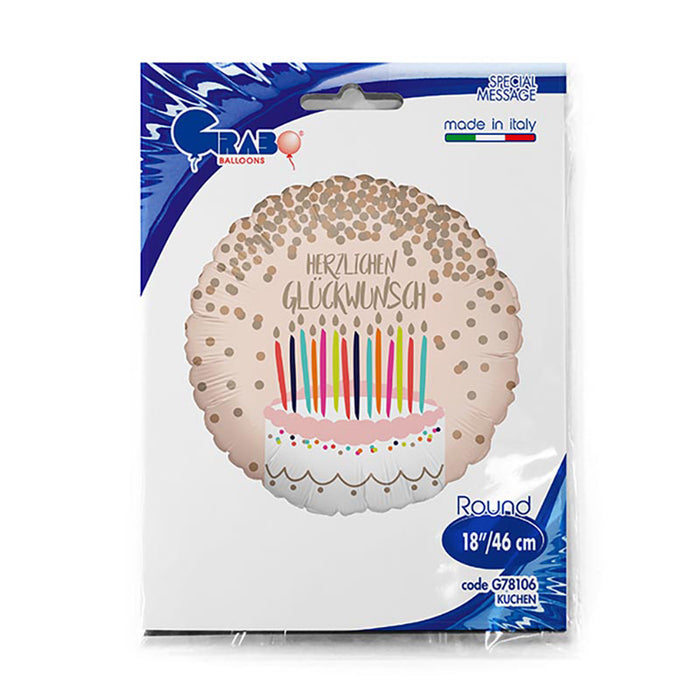 ABC18 Folienballon "Herzlichen Glückwunsch Torte" | Ø 46 cm