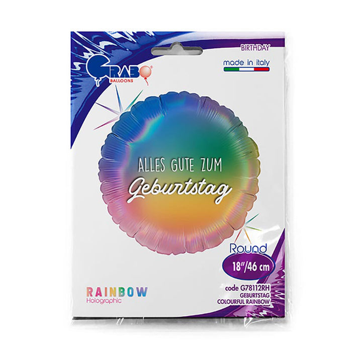 ABC18 Folienballon "Alles Gute zum Geburtstag Regenbogen" Holo | Ø 46 cm