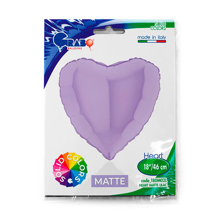 ABC18 Herz Folienballon Uni | Ø 46 cm Lavendel Matte Satin