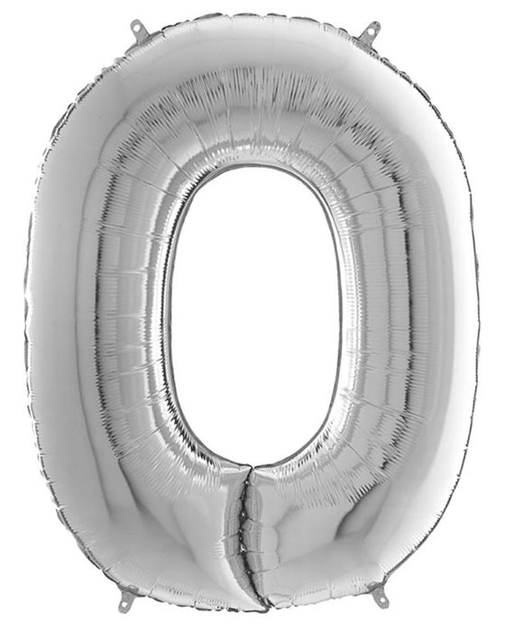 Riesenzahl Folienballon 26"/66cm | Silber #0