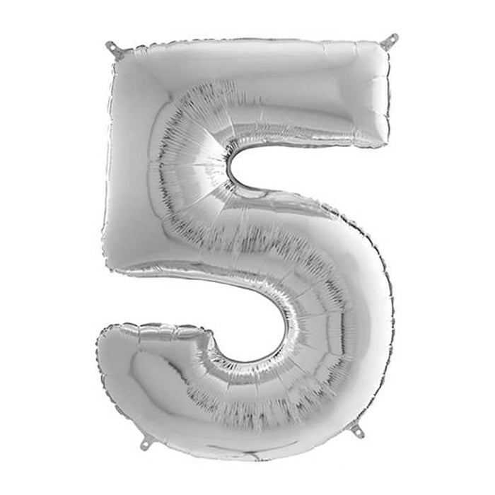 Riesenzahl Folienballon 26"/66cm | Silber #5