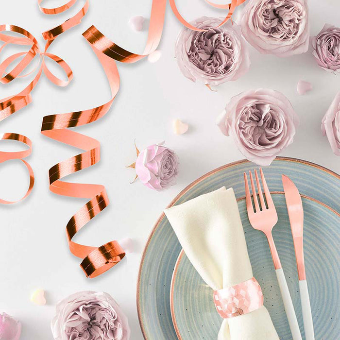 Luftschlangen "Metallic" 4m / 3 Rollen | Roségold