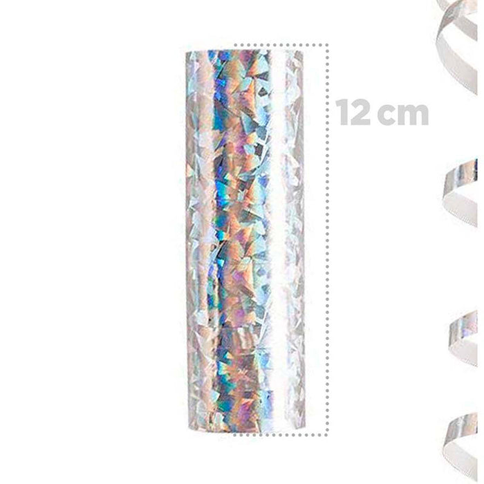 Luftschlangen "Holografisch" 4m / 5 Rollen Gold/Silber