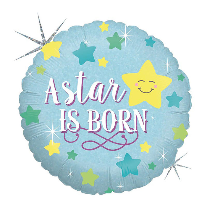 ABC18 Folienballon "A Star is Born Boy Holo" | Ø 46 cm