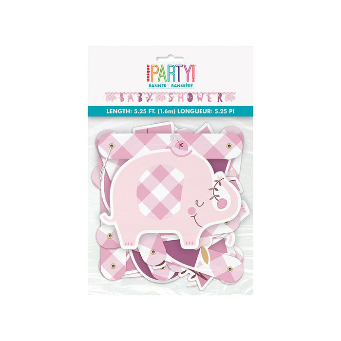 Buchstabengirlande Elefant Floral Pink 160cm