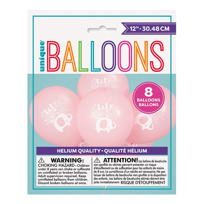 Luftballon Ø30cm Elefant Floral Pink 8Stk./30cm