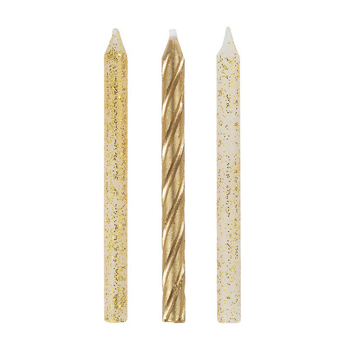 Kerzen Gold Glitzer 24Stk.