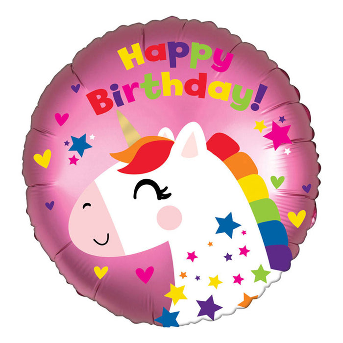 ABC18 Folienballon "Happy Birthday" Einhorn | Ø 45 cm