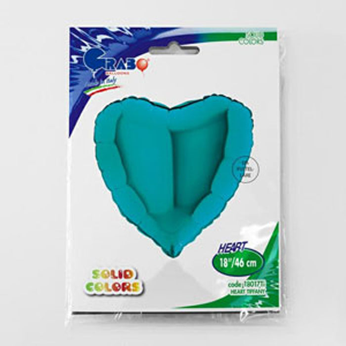 ABC18 Herz Folienballon Uni | Ø 46 cm Tiffany /Türkis