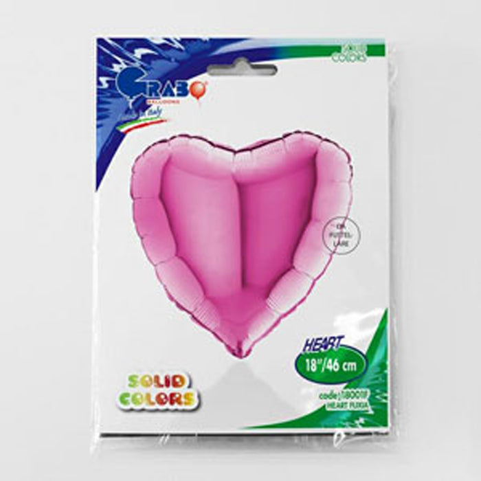 ABC18 Herz Folienballon Uni | Ø 46 cm Fuchsia
