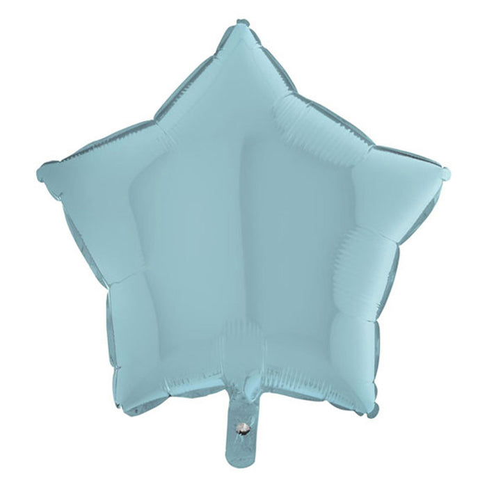 ABC18 Stern Folienballon Uni | Ø 46 cm Hellblau Pastell