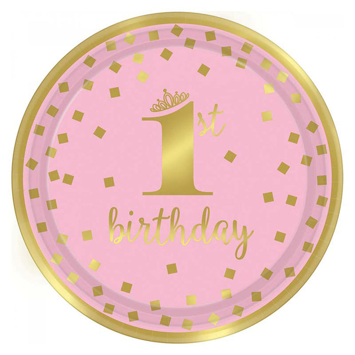 Pappteller HB #1 pink/gold 23cmØ/8St.
