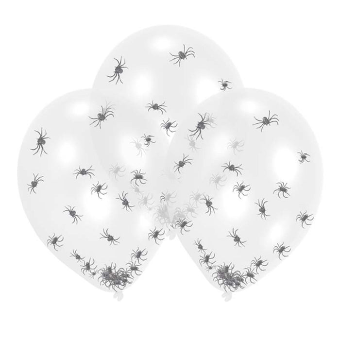 Luftballon Konfetti Spinnen ca. 28cm Ø 6 Stück Halloween