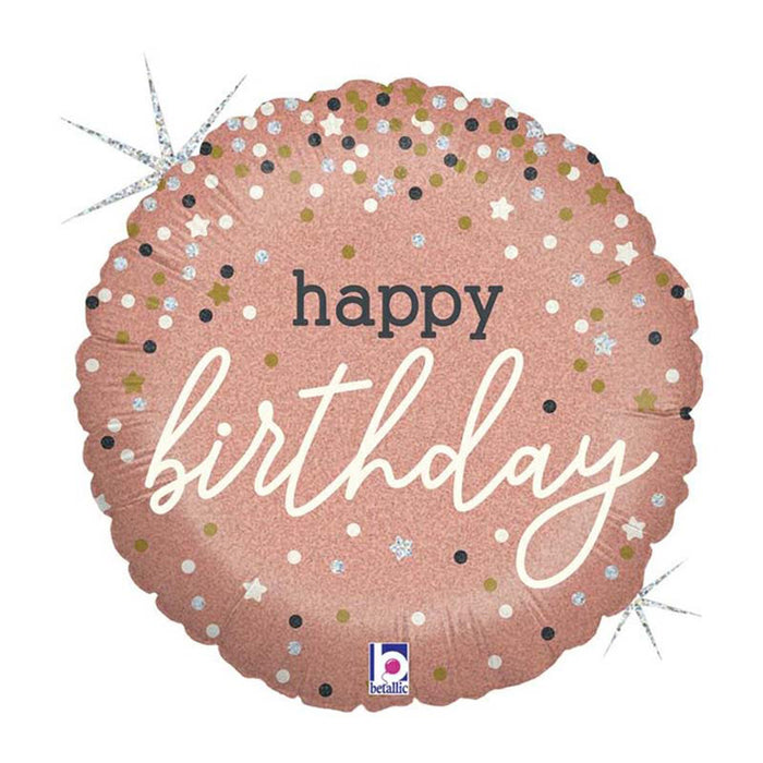 ABC18 Happy Birthday Rosegold Glitter Holo 46 cm