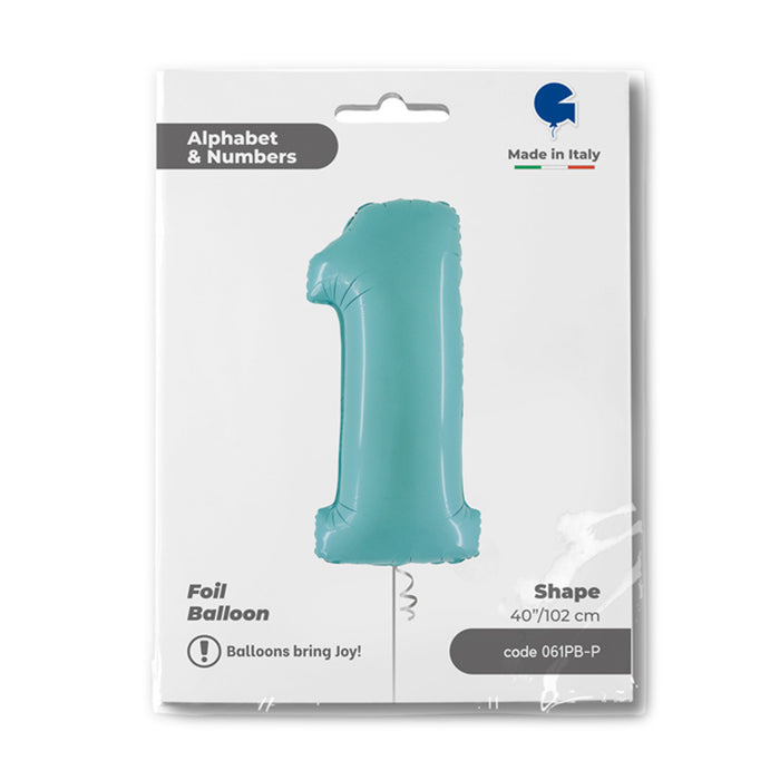 Riesenzahl Folienballon 40"/102cm | Pastel Blue #1