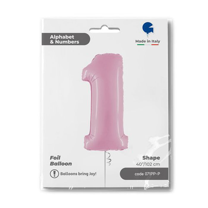 Riesenzahl Folienballon 40"/102cm | Pastel Pink #1