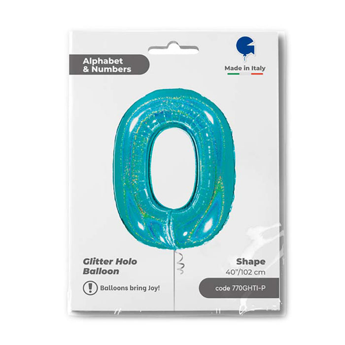 Riesenzahl Folienballon 40"/102cm | Holo Tiffany #0