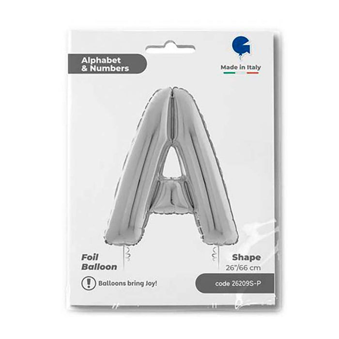 Riesenbuchstabe Folienballon 26"/66cm | Silber #A