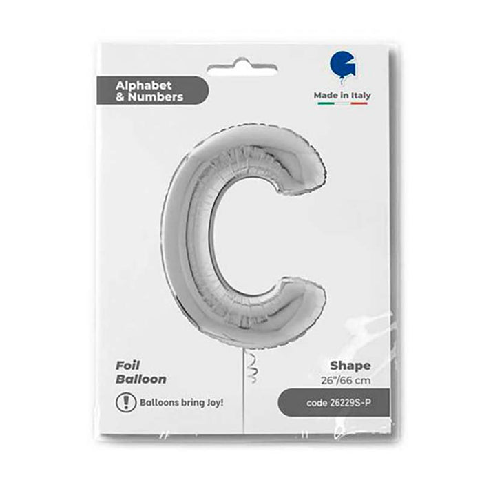Riesenbuchstabe Folienballon 26"/66cm | Silber #C