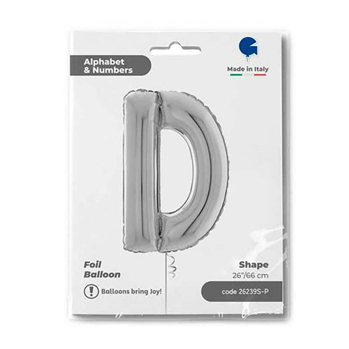 Riesenbuchstabe Folienballon 26"/66cm | Silber #D