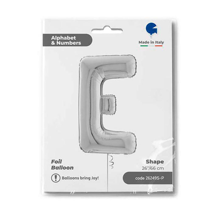 Riesenbuchstabe Folienballon 26"/66cm | Silber #E
